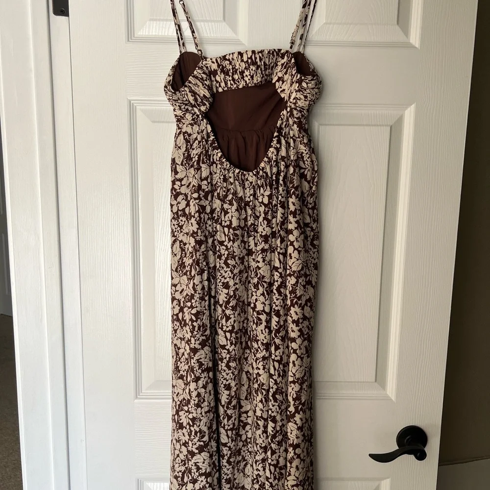 Abercrombie & Fitch Brown and Cream Floral Maxi Dress